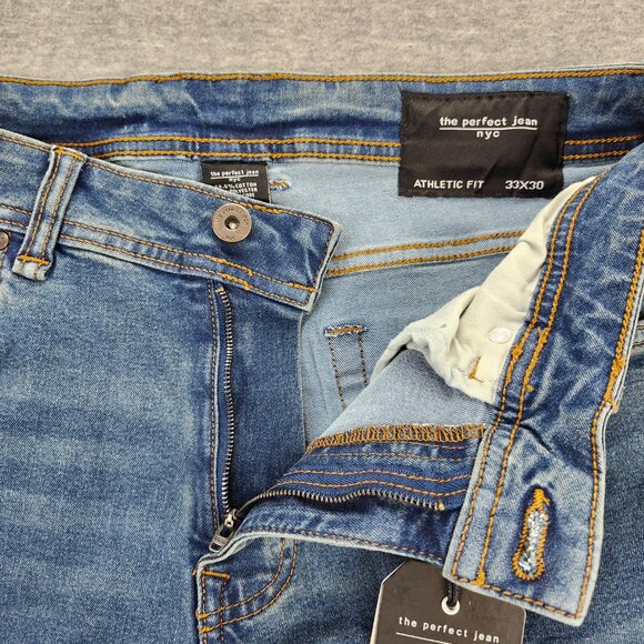 The Perfect Jean NYC Athletic Fit Size 33x30 NWT Stretch Straight Leg Denim Blue - Picture 5 of 11
